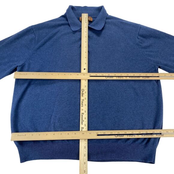 Tasso Elba Light Sweater Men Large Navy Knitted Cotton Long Raglan Sleeve - Picture 5 of 12